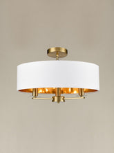 Franklite Windsor 3 lt Aged Brass Ceiling Light